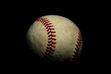 old baseball leather close up, baseball sports game