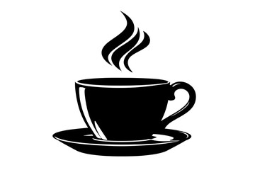 Obraz premium Simple Black Coffee Cup Illustration on Transparent Background