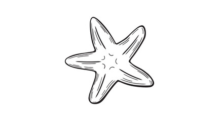 Minimal doodle five-armed starfish. Vintage hand drawn starfish icon, coastal line art element. Marine engraved print for sea-themed concept, educational materials, beach branding.
