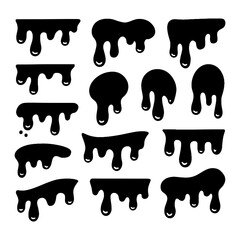 Dripping liquid shapes in bold cartoon style, Transparent Background