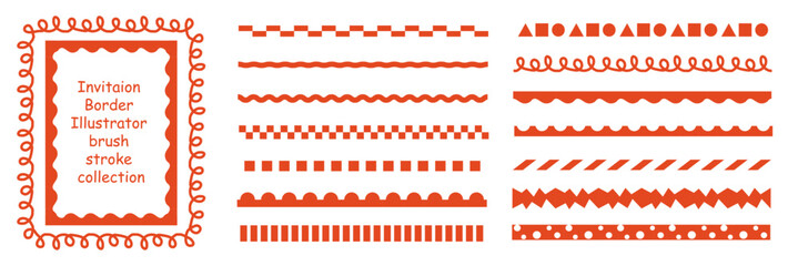red invitation border collection. illustrator brush stroke for Ornate and Decorative Frames. vector