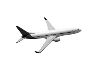 Passenger airliner flying isolated over a white background