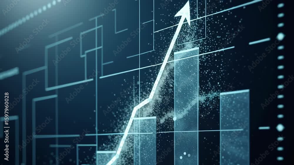 Poster dollar decline concept ,digital graph data visualization upward trend financial growth with modern a