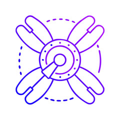 Fototapeta premium Propeller outline icon in purple design with circular elements 