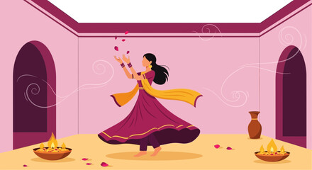 Festive Joy Celebrations With An Indian Woman Offering Petals