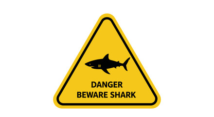 Obraz premium Vector Triangle Warning Sign-Yellow Shark Danger Icon Isolated on White Background