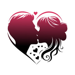 Romantic Couple Kissing Silhouette Logo – Love and Passion Symbol