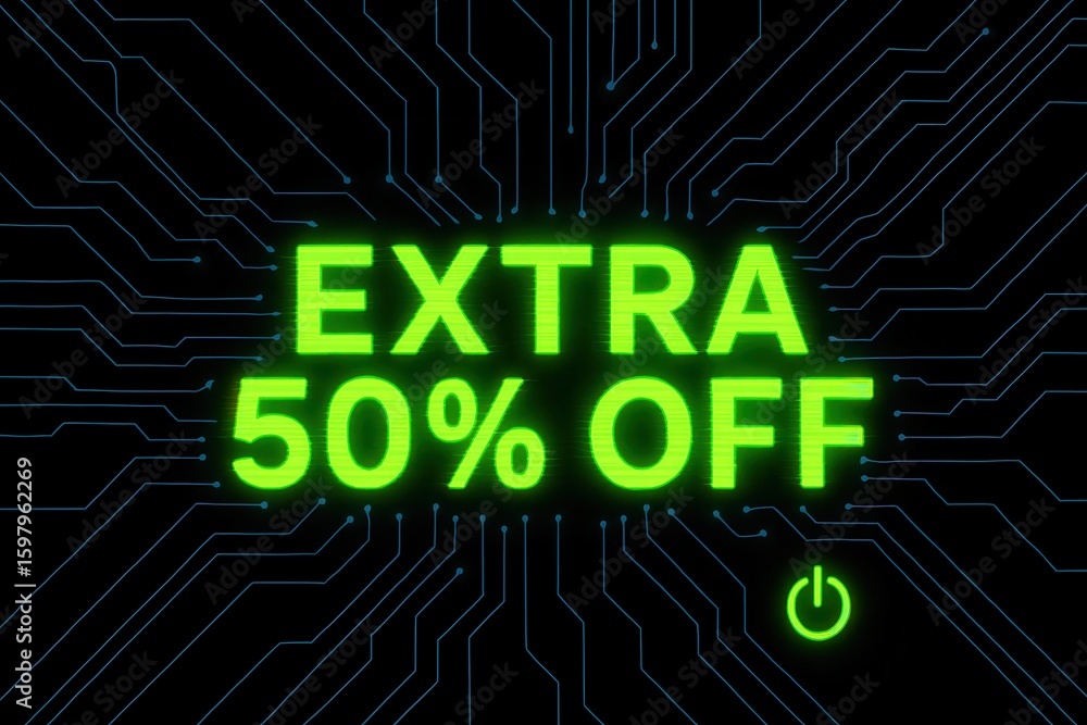 Poster bright neon green text displaying 