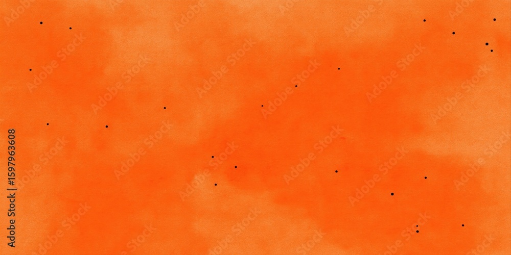 Poster abstract orange background with random black dots