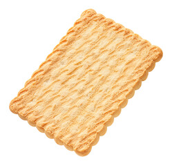 Flying  Biscuit cookies isolated on white background. Rectangular biscuits without pattern. High-Quality cookies Top view. Flat lay