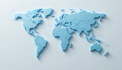 3D World Map Icon Modern Minimalist Global Network Business Infographic Element