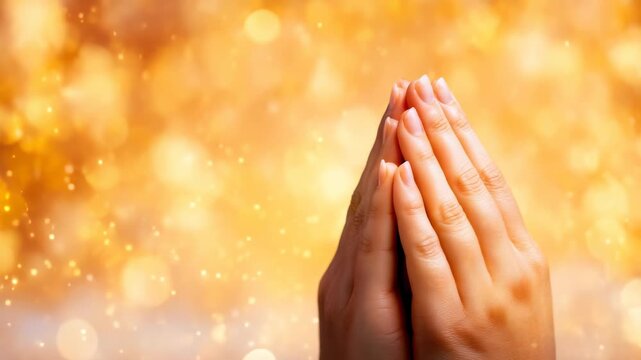 A cinematic background of hands held in prayer, symbolizing faith, gratitude, and a profound connection to the divine spirit of hope.