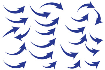 Obraz premium Collection of curved arrows. Set simple curved hand drawn arrows. Collection of pointers.