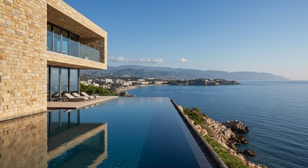 Luxury villa with infinity pool overlooking ocean modern coastal home design architecture