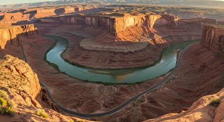 Majestic canyon landscape with winding river and scenic view