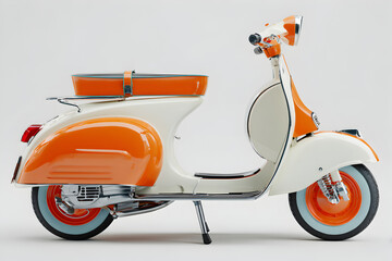 Vintage Orange and White Scooter Side View