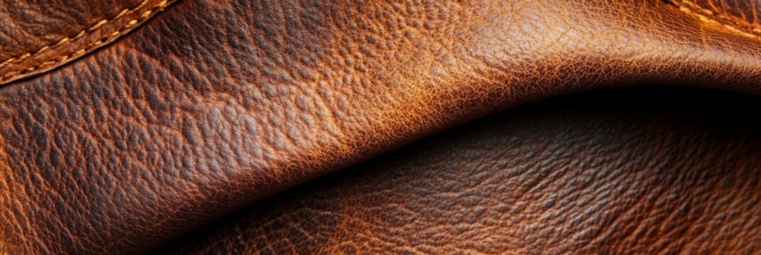 Wrinkled soft brown leather with a distressed finish, expressing artistic folds, natural aging, and durable material.