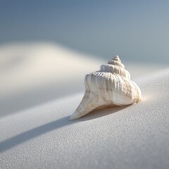 Beautiful Seashell On White Sand Beach