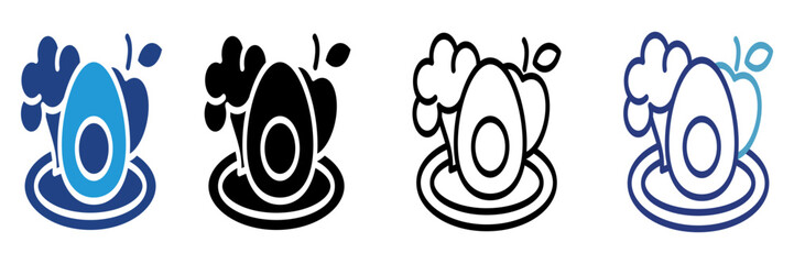 Healthy food icon of balanced nutrition combining egg, broccoli and apple on a plate conveys a message about the importance of a nutritious diet and healthy living.