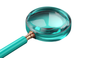 Magnifying Glass Teal Handle Frame Golden Accents Close Up Inspection Research Tool Sleuthing