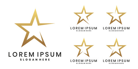 Elegant abstract gold star line logo collection