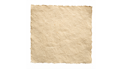 old paper texture front view isolated on transparent background