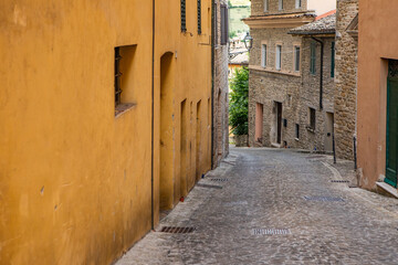photo of the narrow streets of the medieval Italian town of Serra San Quirico.