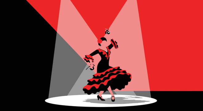 flamenco dancer red black stage performance clip art preview