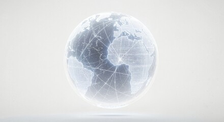 Obraz premium Digital glowing hologram of planet Earth on a white background