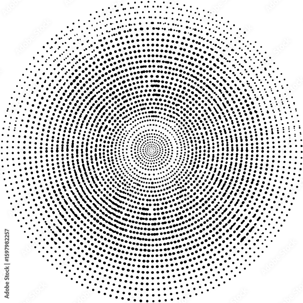 Poster hand-drawn flat vector-style illustration of circular dotted pattern