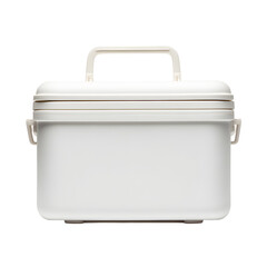 White Plastic Rectangular Case with Handle on Transparent Background