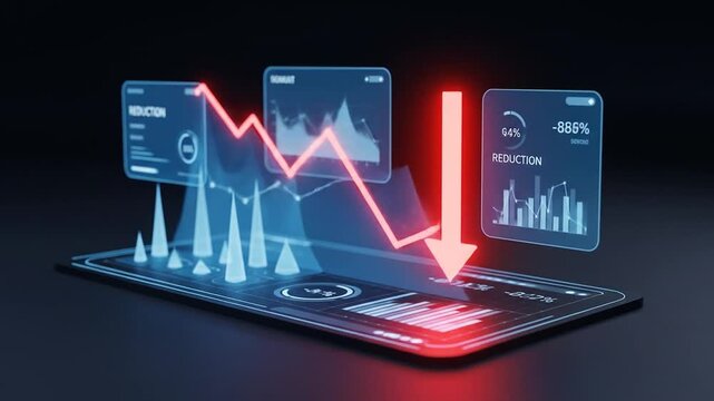 Falling Chart Arrow Showing Business Reduction Financial Analysis