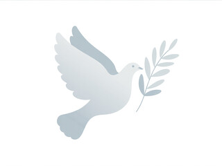 Fototapeta premium Serene Dove in Flight Carrying an Olive Branch Symbol of Peace and Hope