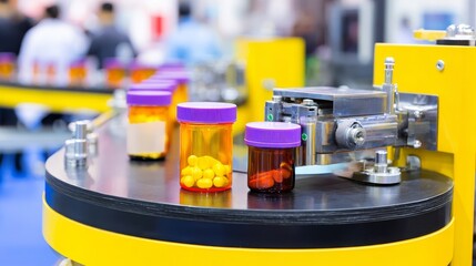 Efficient Robotic Arm Handling Pill Bottles at Pharmaceutical Industry Event