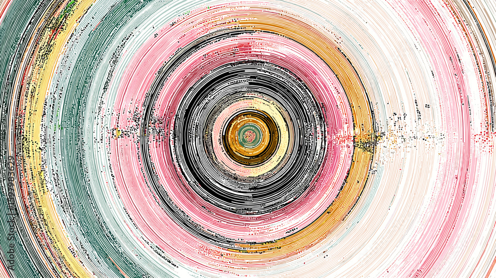Poster abstract hand-drawn flat vector illustration with colorful circular patterns