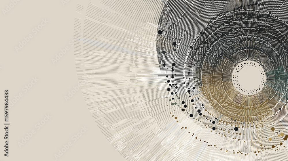 Poster abstract hand-drawn vector illustration of concentric circular patterns