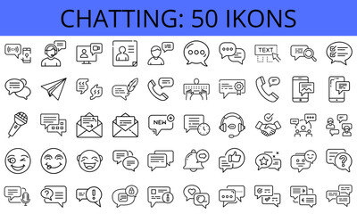 Chatting icons collection with messaging symbols and communication elements  