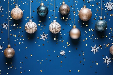 blue background with glitter and snowflakes