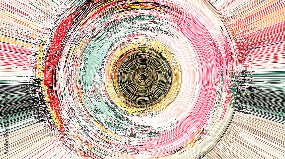 Poster abstract hand-drawn circular illustration with colorful swirl pattern