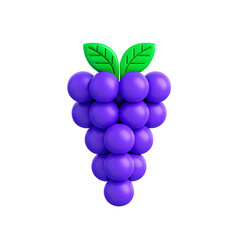 Stylized grape cluster with leaves for food, agriculture, or healthy eating concepts and applications