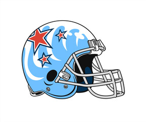 Blue modern helmet of the American football team, vector 10 eps.