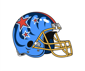 Blue modern helmet of the American football team, vector illustration.
