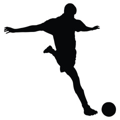 Dynamic Soccer Player Silhouette. Powerful Action Pose, Sport Graphic, Vector Art.