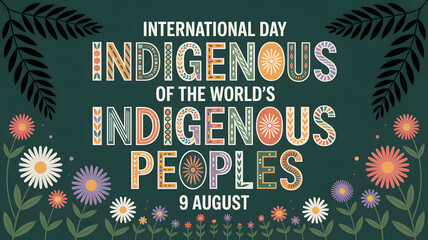International Day of the World's Indigenous Peoples August 9th decorative floral design