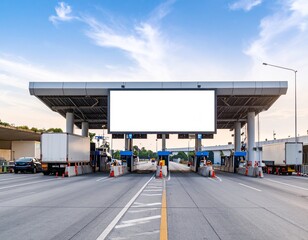 Obraz premium A prominent, blank billboard ready for custom advertising, marketing, or branding designs. Perfect for mockups and presentations. An empty billboard against a city skyline, offering a clean space for 