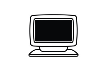 Vintage Computer Monitor Displayed in a Clean Minimalist Style with a Bold Black and White Silhouette retro computer monitor