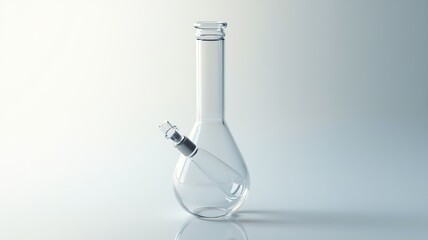 Transparent Glass Erlenmeyer Flask with Attached Tube: Modern Scientific Equipment Render