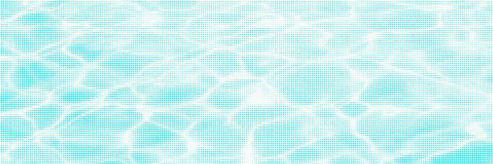 Bright water waves halftone overlay. Blue lagoon color dotted pattern. Vacation serene and summer vibe. Vector wallpaper for design and creative projects.