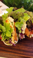 autumn leaves on wooden table