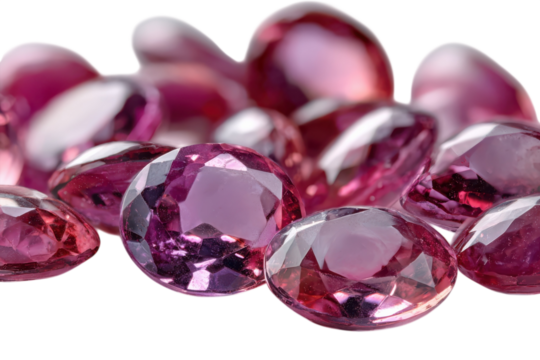 Sparkling pink sapphire gem stones collection faceted jewelry stones crystal healing pink gemstone - Powered by Adobe